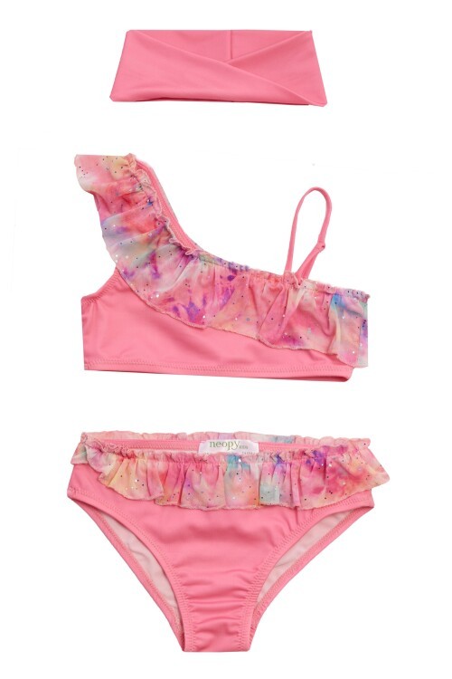 Lane Tek Omuz Fırfır Detay Kız Çocuk Bikini