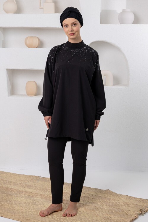 Alexandra Likralı Uzun Kollu Tesettür Mayo