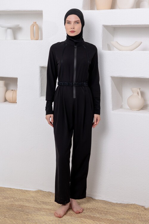 Arlo Likralı Uzun Kollu Tulum Tesettür Mayo