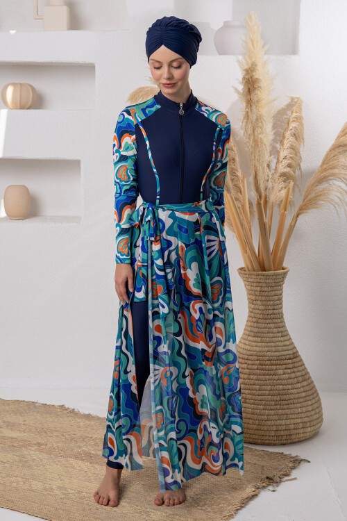 Aurora Likralı Uzun Kollu Tesettür Mayo