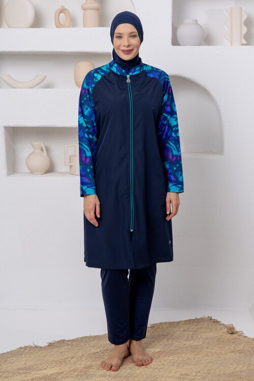 Clark Paraşüt Uzun Kollu Battal Tesettür Mayo