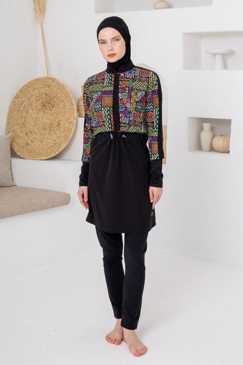 Febra Likralı Uzun Kollu Tesettür Mayo