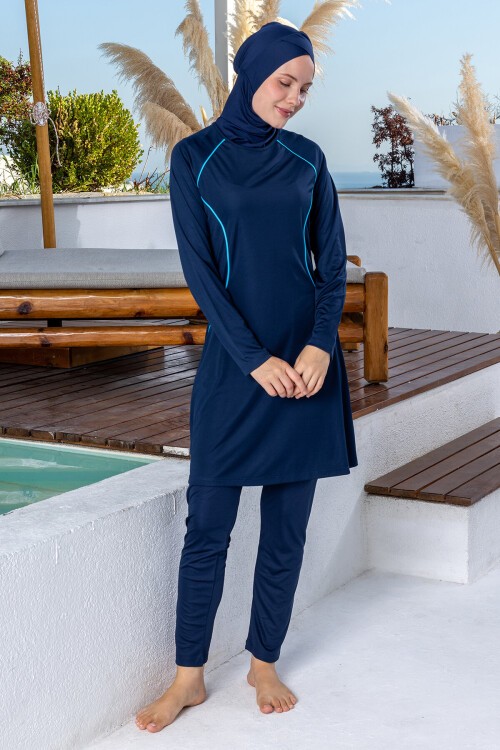 Hila Likralı Uzun Kollu Tesettür Mayo