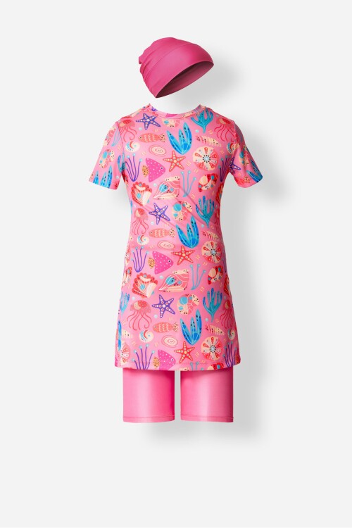 Jazely Likralı Kısa Kollu Tesetür Mayo