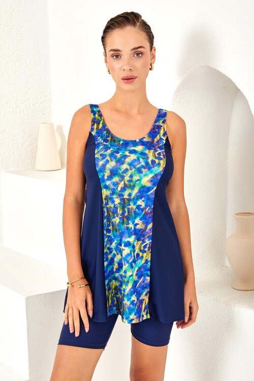 Kalın Askılı Şortlu Elbise Tankini