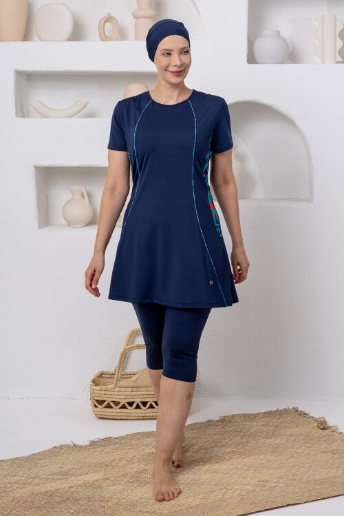 Keeva Likralı Kısa Kollu Battal Tesettür Mayo