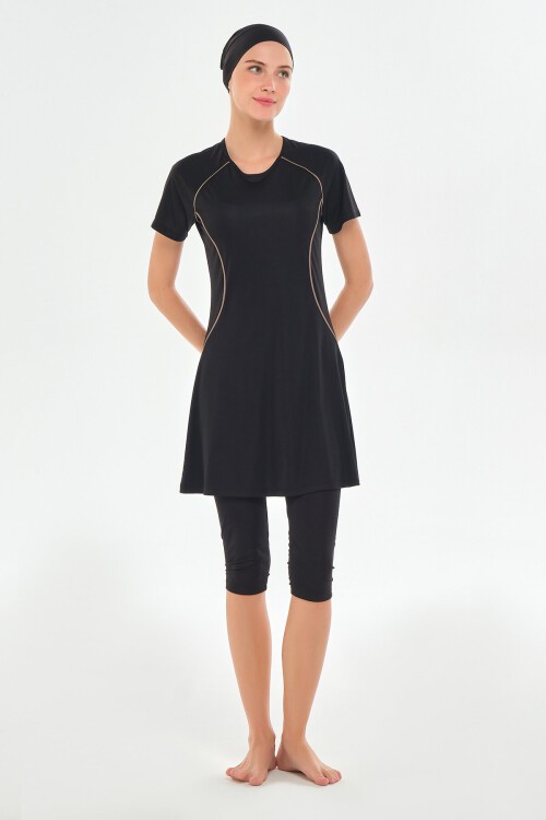 Lalo Likralı Kısa Kollu Tesettür Mayo