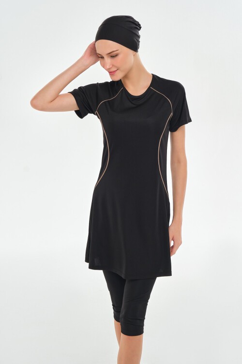 Lalo Likralı Kısa Kollu Tesettür Mayo