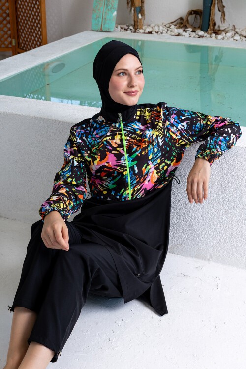 Lexa Paraşüt Uzun Kollu Battal Tesettür Mayo