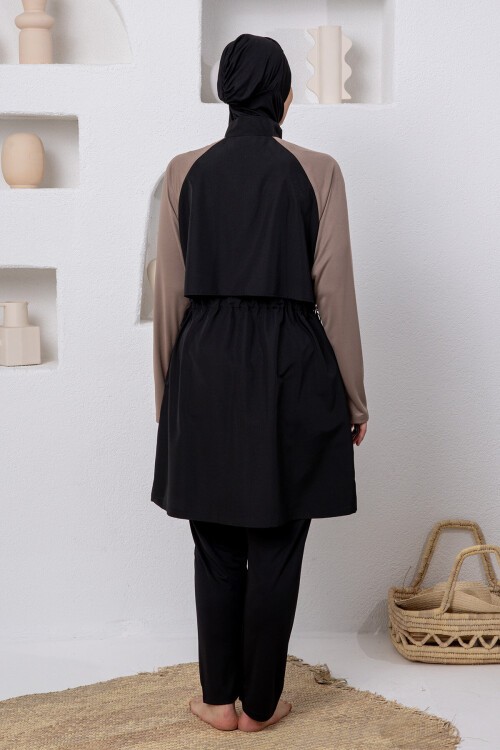 Makenna Paraşüt Uzun Kollu Battal Tesettür Mayo