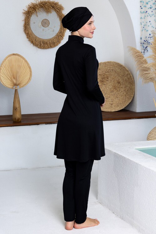 Maysız Likralı Uzun Kollu Tesettür Mayo