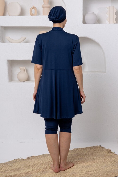 Naomı Likralı Kısa Kollu Battal Tesettür Mayo