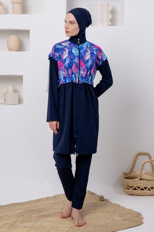 Nely Likralı Uzun Kollu Tesettür Mayo