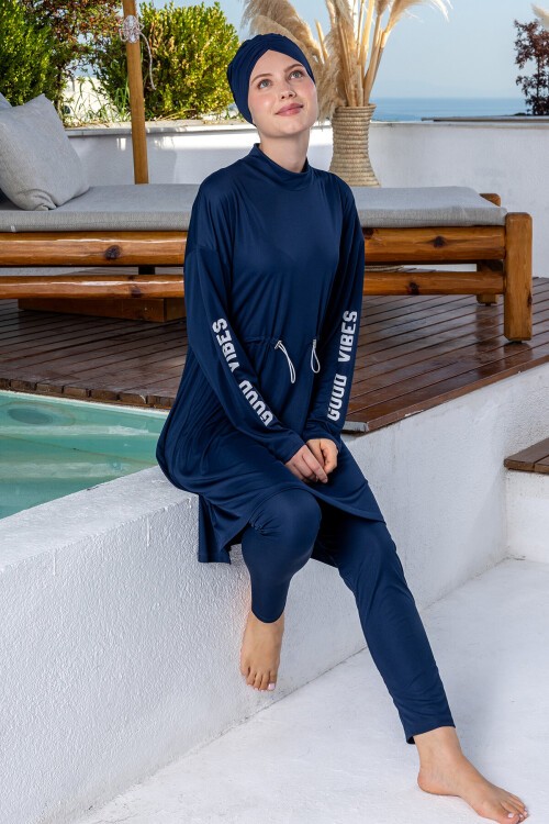 Opal Likralı Uzun Kollu Tesettür Mayo