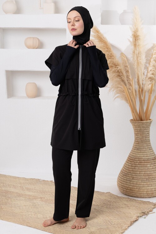 Pascal Likralı Uzun Kollu Tesettür Mayo