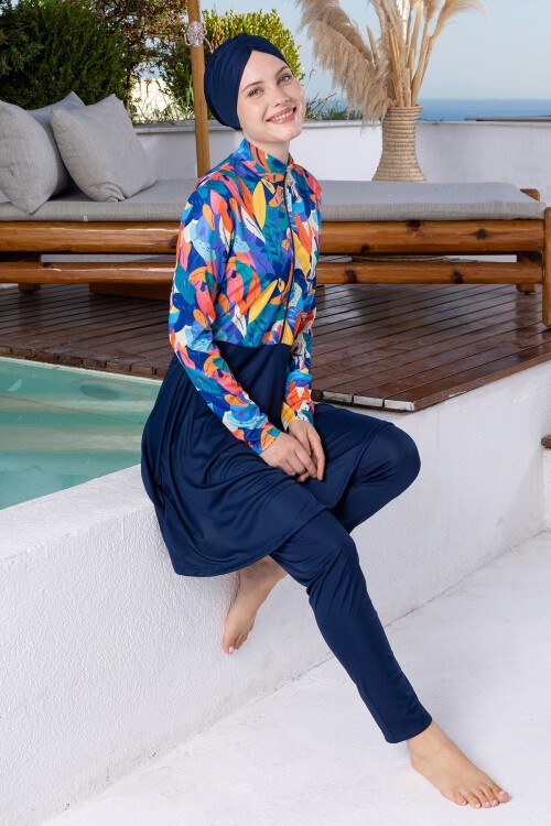 Ruby Likralı Uzun Kollu Tesettür Mayo