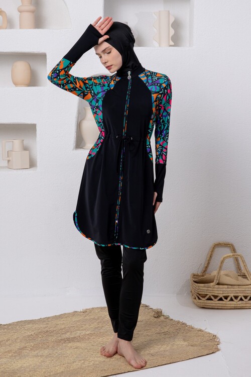 Rune Likralı Uzun Kollu Tesettür Mayo