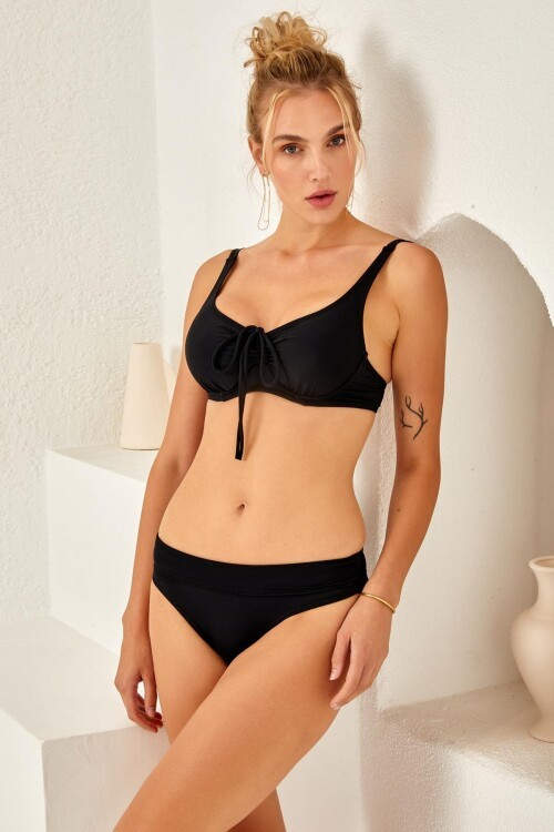 Sürgülü Detaylı Büyük Beden Bikini Takım