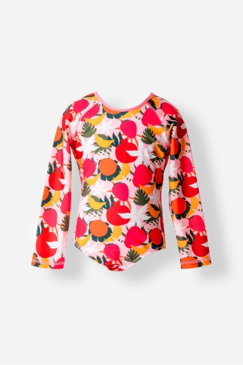 Uzun Kollu Kız Çocuk Yüzücü Mayo