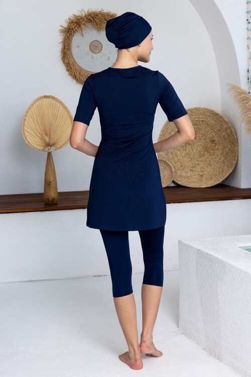 Walt Likralı Kısa Kollu Battal Tesettür Mayo