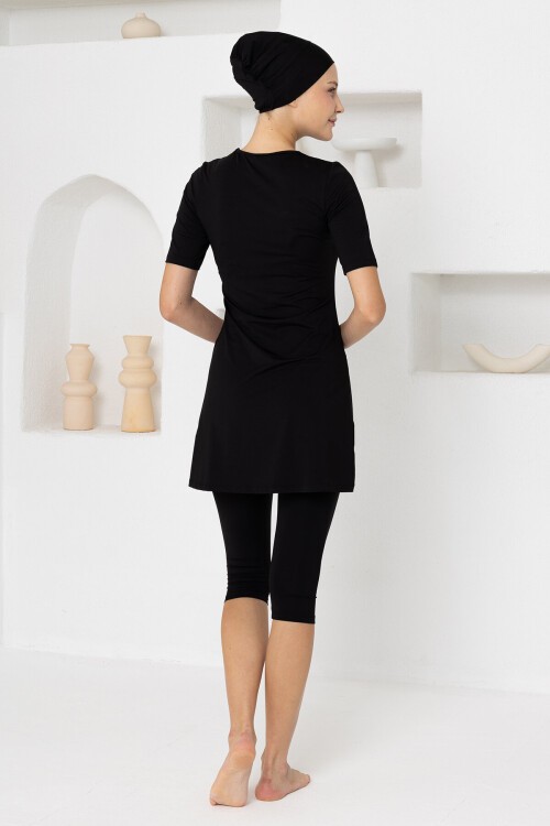 Walt Likralı Kısa Kollu Battal Tesettür Mayo