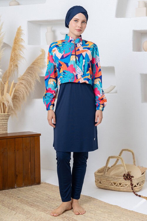 Wendy Paraşüt Likra Uzun Kollu Tesettür Mayo