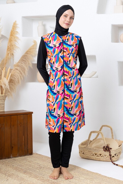 Zenna Jileli Uzun Kollu Tesettür Mayo