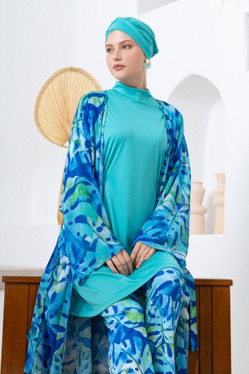 Carol Likralı Uzun Kollu Tesettür Mayo