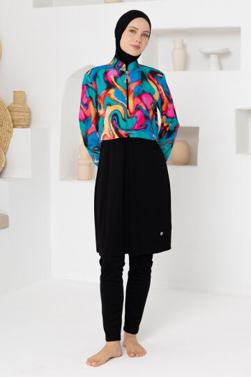 Grace Paraşüt Likra Uzun Kollu Tesettür Mayo