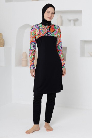 Hazel Likralı Uzun Kollu Tesettür Mayo