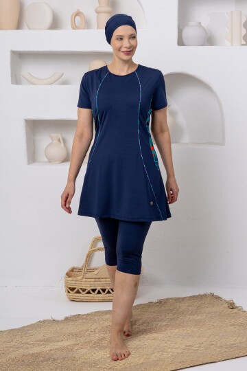 Keeva Likralı Kısa Kollu Battal Tesettür Mayo