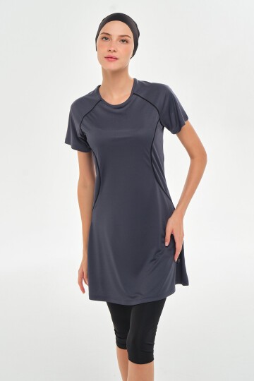 Lalo Likralı Kısa Kollu Tesettür Mayo