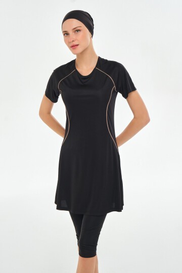 Lalo Likralı Kısa Kollu Tesettür Mayo