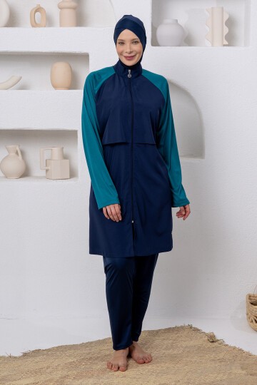 Makenna Paraşüt Uzun Kollu Battal Tesettür Mayo