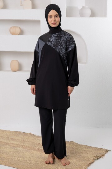 Melody Likralı Uzun Kollu Tesettür Mayo