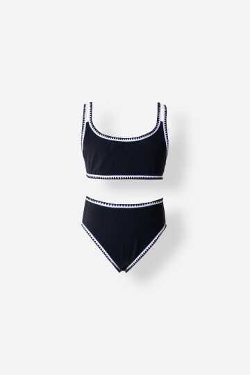 Nakış Detaylı Bustiyer Kız Çocuk Bikini Takım