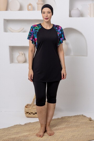 Suzanna Likralı Kısa Kollu Battal Tesettür Mayo