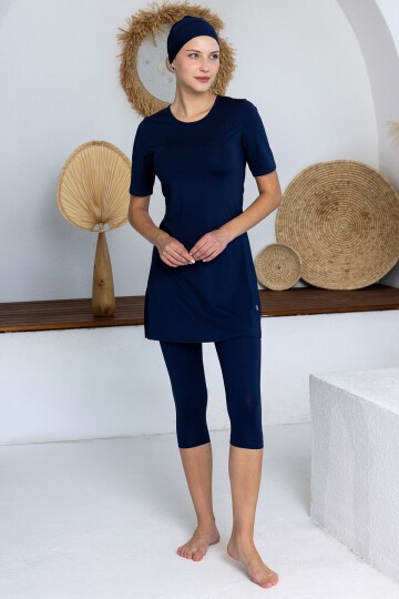 Walt Likralı Kısa Kollu Battal Tesettür Mayo