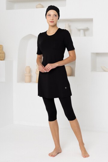 Walt Likralı Kısa Kollu Battal Tesettür Mayo